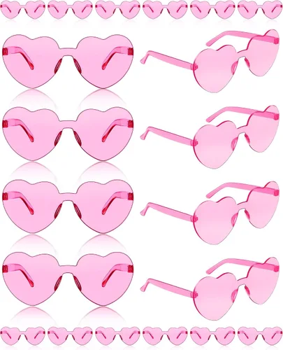 20 pares de lentes de sol sin montura en forma de corazón, transparentes, color caramelo, sin marco, gafas de moda, 10 colores