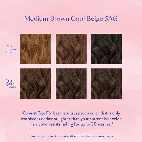 Miniatura 4 de eSalon Kit de colorista personal de color marrón medio beige frío con polvo de retoque de raíces de color castaño medio para ocultar y cubrir la raíz