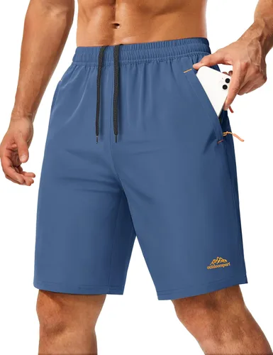 MAGCOMSEN Pantalones cortos de senderismo para hombre de 9 pulgadas, de secado rápido, ligeros, con bolsillos con cremallera, para entrenamiento,