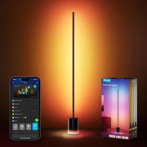 Govee Lámpara de Pie 2 con Matter, RGBIC, LED Blanco Cálido y Frío, Compatible con Alexa, 1725lm, Sincronización de Música, Modos de Escena, Lámpara