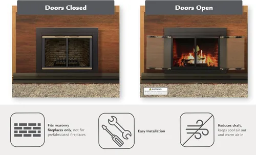Miniatura 3 de Pleasant Hearth AP-1130 Alsip - Puerta de vidrio para chimenea, color negro., AP-1131