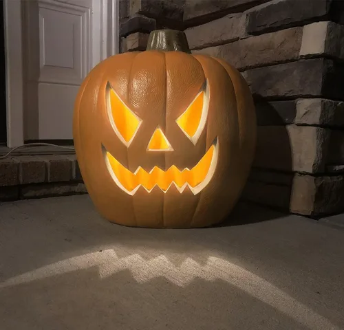 Linterna de calabaza Jack O Lantern de 21 pulgadas con bombillas LED preiluminadas, decoraciones de calabaza de Halloween para interiores y