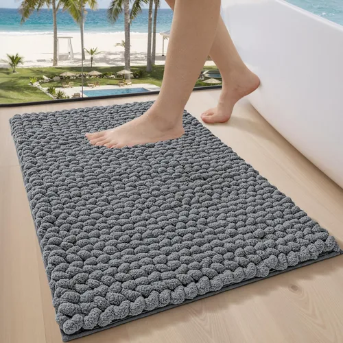 Miniatura 18 de LUMI Alfombra de Baño de Lujo, Tapete de Baño Ultra Suave de Secado Rápido, Alfombra de Baño de Chenilla Gruesa Absorbente Antideslizante, Tapete