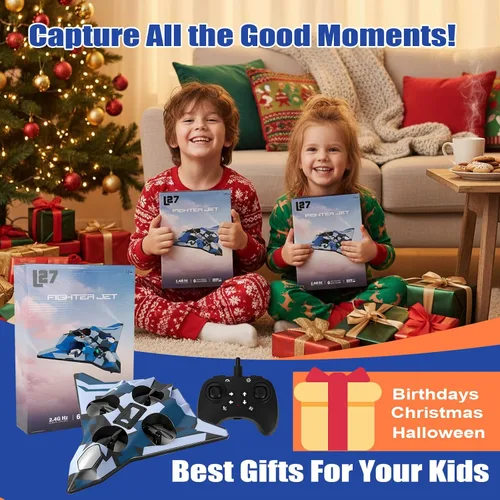 Miniatura 9 de Aviones de control remoto de espuma para niños y adultos Jet de combate RC con luz, juguete de caza de 360°, rollo de acrobacias, juguete de avión