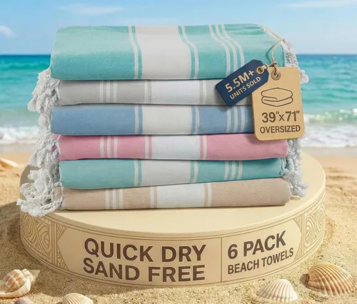 Miniatura 21 de LANE LINEN - Paquete de 4 toallas de playa de gran tamaño, toalla de piscina prelavada, extragrande, de secado rápido y sin arena, toalla de viaje