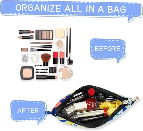 Miniatura 7 de Gloppie Bolsa de Maquillaje de Viaje Bolsas de Maquillaje para Mujeres Bolsa de Cosméticos Pequeña Bolsa de Maquillaje con Cremallera, S, Moda E