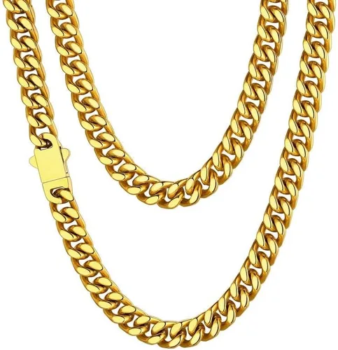 ChainsHouse - Cadena de acero inoxidable para hombre, negrooro de 18 quilates, de 1364, 932, 2364, 1532, 3564 pulgadas de ancho, sin deslustre y