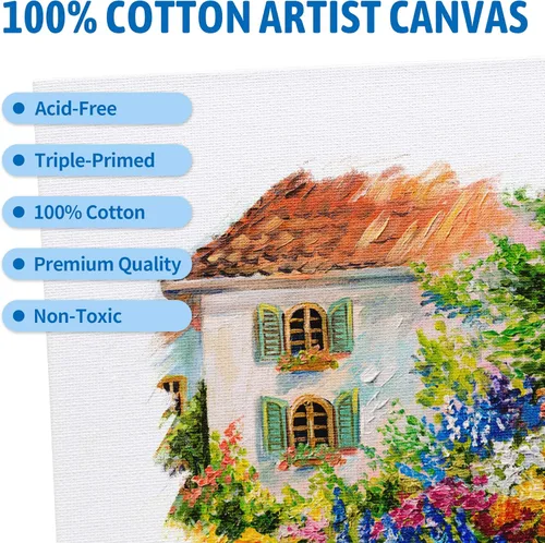 Miniatura 3 de FIXSMITH Tableros de lienzo para pintar de 8x10 pulgadas, paquete súper valor de 24 lienzos para pintura, paneles de lienzo en blanco, 100% algodón