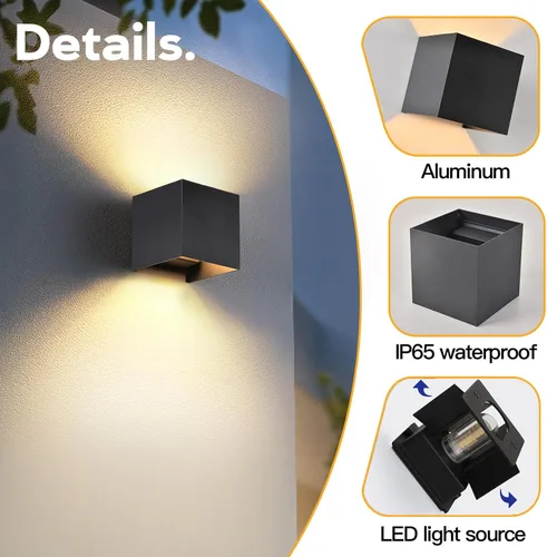 Miniatura 6 de 2 piezas de luces de pared G9 para exterior/interior, apliques de pared con luces hacia arriba y abajo, IP65 impermeables, iluminación moderna