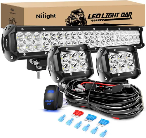 Miniatura 15 de Nilight 20 pulgadas 126 W, barra de luz LED, combo de luz puntual y proyectante, para conducción todoterreno, con soporte de montaje de placa 20