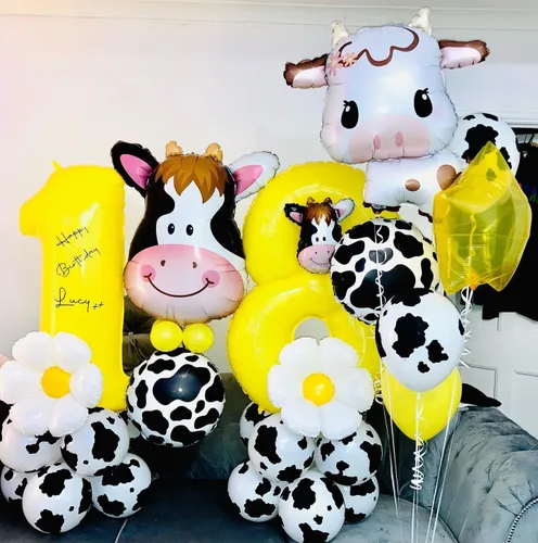 Miniatura 3 de Globos de vaca lindo globo de papel de aluminio, ideal para baby shower, cumpleaños y decoración de fiesta temática de animales de granja