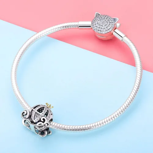 Miniatura 3 de BISAER Abalorio de plata de ley 925 con cuentas de cristal azul Hamsa para pulsera Pandora