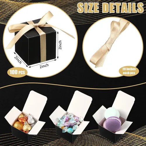 Miniatura 2 de Jutom 100 mini cajas de regalo, cajas de dulces extra pequeñas de papel con cinta dorada para el día de San Valentín, cumpleaños, boda, aniversario