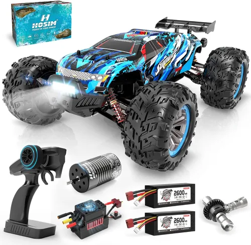 Hosim - Coches RC sin escobillas, 1:10 68+ km/h de alta velocidad, coche de control remoto para adultos y niños, 4x4 todoterreno impermeable para