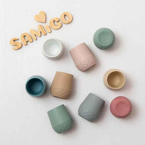 Miniatura 6 de SAMiGO Vasos de silicona para bebés de 6 a 12 meses, pequeñas tazas abiertas para entrenamiento y beber agua, suministros de destete dirigido por