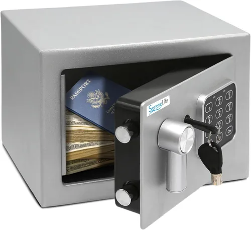 Miniatura 9 de SereneLife Caja de seguridad digital de acero de alta calidad, 9.1 x 6.7 x 6.7 pulgadas, almacenamiento seguro para efectivo, armas de fuego