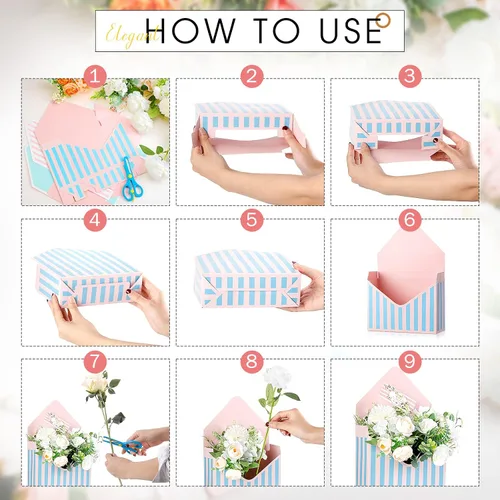 Miniatura 5 de Geyee 16 cajas de sobres para ramo de floristería del día de la madre, cajas de papel de regalo, cajas de papel de regalo, caja sobre de regalo