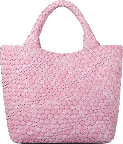 Miniatura 16 de Bolso tejido para mujer, bolso tote de cuero vegano grande para verano, playa, viaje, bolso de mano y cartera retro hecho a mano, bolso de hombro