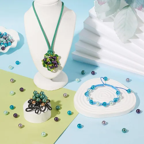 Miniatura 3 de Pandahall - Cuentas de perlas de cristal ambientales con brillo satinado de 0.315 in para hacer manualidades de joyería y manualidades, alrededor