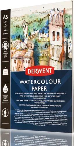 Miniatura 5 de Derwent Bloc de papel de acuarela, tamaño A4, hoja de 8.27 x 11.69 pulgadas, 12 hojas (2301970)