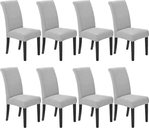 Miniatura 28 de Juego de 6 fundas elásticas para sillas de comedor, fundas para sillas de comedor lavables y removibles, fundas para sillas de comedor protectoras