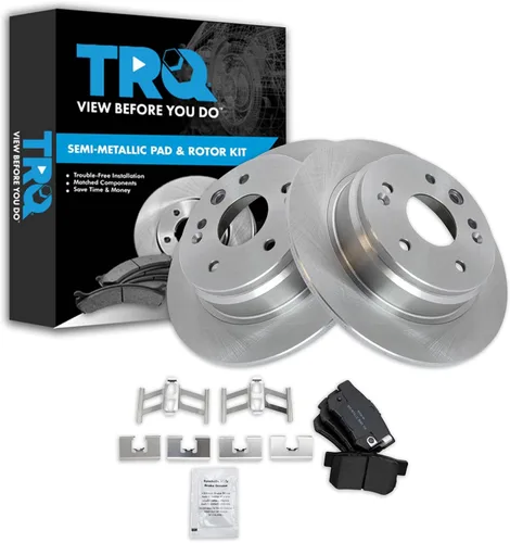Miniatura 20 de TRQ Juego de pastillas de freno semimetálicas traseras y rotores compatibles con Chevrolet Trailblazer 02-06 Trailblazer EXT 04-06 SSR 02-07 GMC
