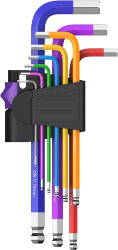 Miniatura 9 de Juego de llaves Allen de 9 piezas, juego de llaves Torx TRX estrella de colores T10, T15, T20, T25, T27, T30, T40, T45, T50 para ensamblaje
