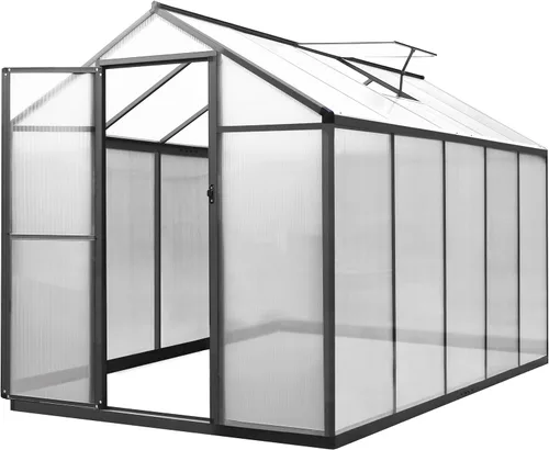 Miniatura 8 de MUPATER Invernadero de 6 x 10 pies para exteriores, invernadero de policarbonato resistente, kit de casa verde de aluminio con puerta con cerradura