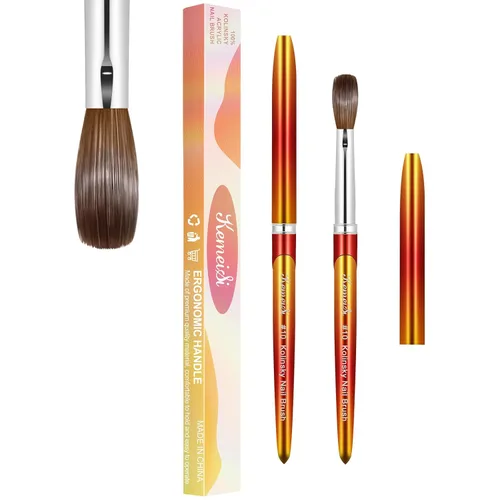 Miniatura 8 de Pincel para uñas acrílicas tamaño 16, pinceles de arte de uñas 100% puro Kolinsky de KEMEISI con mango resistente, forma ovalada, herramientas