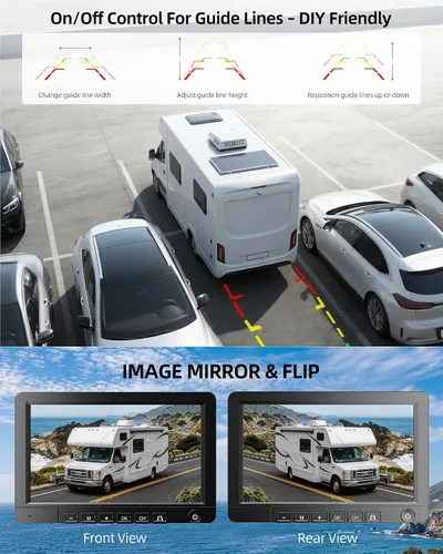 Miniatura 6 de Cámara de respaldo inalámbrica solar magnética Plug and Play 7 pulgadas 1080P HD DVR IPS, visión nocturna IR, instalación solar impermeable IP69