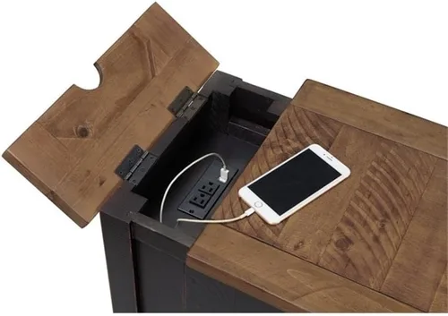 Miniatura 4 de Martin Svensson Home Mesa de silla - Negro antiguo y miel - Estilo rústico - con un cajón y armario para almacenamiento