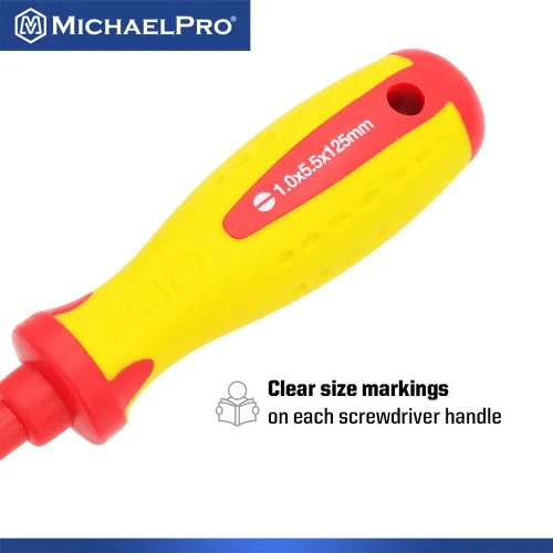 Miniatura 6 de MichaelPro 5.5 x 125mm 1000V VDE Destornillador aislado para electricista, herramientas para electricista, destornillador ranurado con punta