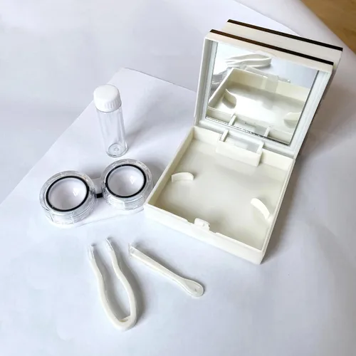 Miniatura 5 de Estuche para lentes de contacto, tamaño de viaje, estuche de contacto ocular con espejo, botella de solución, kit de herramientas de extracción