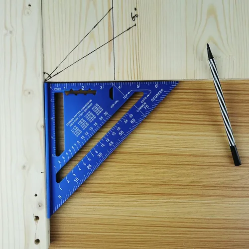 Miniatura 2 de ASNOMY Regla triangular de 7 pulgadas y 12 pulgadas, transportador cuadrado de viga negra, regla triangular de aleación de aluminio de alta