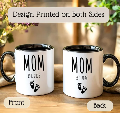 Miniatura 2 de Juego de tazas de café Mom Dad Est 2026, regalo para padres que esperan y nuevos padres para parejas, anuncio de embarazo, regalo de revelación