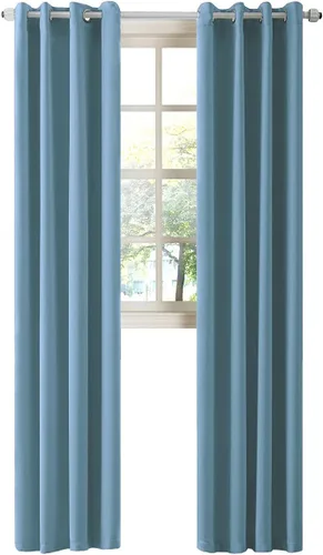 Miniatura 144 de LA PALMA Cortinas opacas con aislamiento térmico y ojales, para sala de estar, dormitorio, paquete de 2 paneles