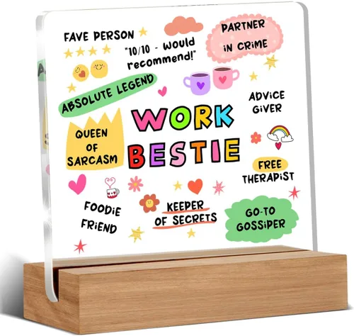 Miniatura 22 de Divertida placa acrílica retro de regalo para amigos, compañeros de trabajo, regalos occidentales para mujeres, hombres, mejores amigos, decoración