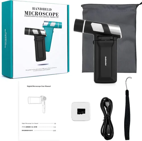 Miniatura 9 de Andonstar AD203 - Microscopio digital portátil de mano, microscopio de bolsillo USB con pantalla de 4 pulgadas para niños y adultos, negro, video