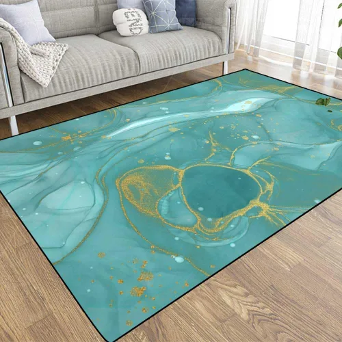 Miniatura 36 de TOMWISH - Alfombra abstracta pintada a mano en blanco y negro con pintura dorada, sala de estar, dormitorio, decoración de suelo, alfombra