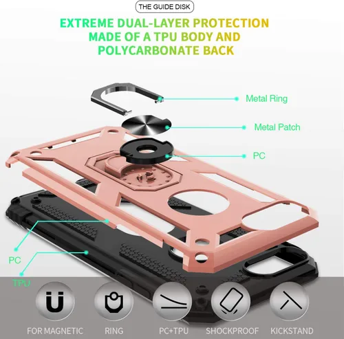 Miniatura 3 de Gritup Funda compatible con iPhone 6/6S/7/8 Plus con protector de pantalla HD, grado militar, a prueba de golpes, con anillo magnético para iPhone