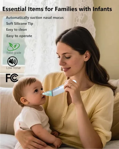 Miniatura 2 de Aspirador nasal para bebé, aspirador nasal eléctrico para bebé, para aliviar la congestión nasal, limpiador de nariz con 3 puntas de silicona, nivel