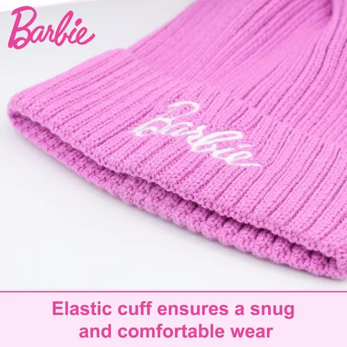 Miniatura 3 de Barbie Gorro de invierno para mujer Gorro de invierno para mujer con guantes, gorro cálido, gorro de punto rosa