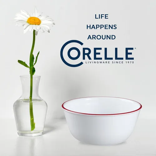Miniatura 6 de Corelle Vitrelle - Juego de 6 cuencos de vidrio, para sopa, cereal y postre, juego de vajilla de cuencos resistente a las astillas y ligero, rojo