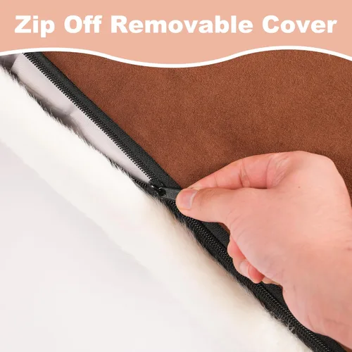 Miniatura 4 de Bedfolks Cama Impermeable para Jaula de Perro, Cama de Perro de Felpa con Funda Lavable Extraíble, Almohadilla de Jaula de Perro de Piel Sintética