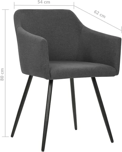 Miniatura 2 de Sillas de comedor, 2 piezas de tela gris oscuro, asientos únicos, sillas de comedor de cocina para comedor diario o eventos especiales como