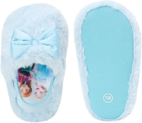 Miniatura 4 de Disney Pantuflas para niñas Disney Princess and Frozen Fuzzy Pantuflas con correas de talón niñoniña pequeña