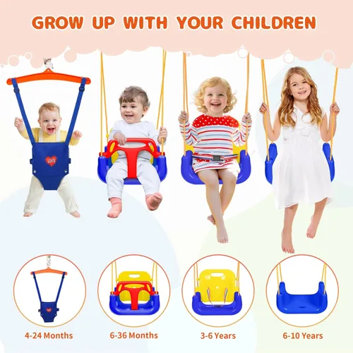 Miniatura 3 de Toddler Swing Set and Baby Jumper, Foldable Baby Swing Set with Metal Stand for Indoor & Outdoor Use, Baby Bouncer Jumper Durable Swing Set for Aged