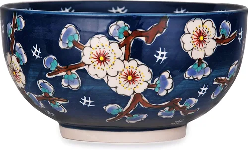Miniatura 6 de Happy Sales HSKM-CHRYB8, juego de tazón para ramen, fideos de arroz estilo vintage japonés Kamameshi con tapa de bambú, esterilla, palillos