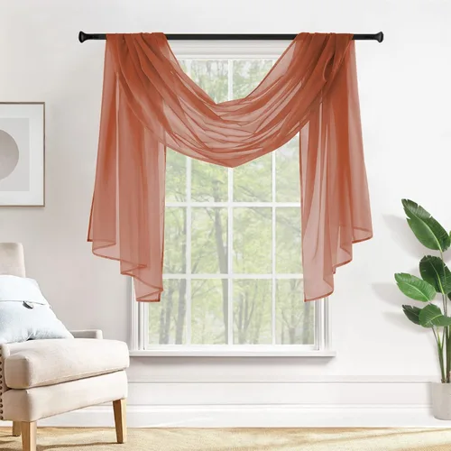 Miniatura 16 de MIULEE Cenefa Beige para Ventana para Fiesta - Cortina Transparente Cenefa Superior Tratamiento de Ventana Cortinas Decorativas para Arco de Boda