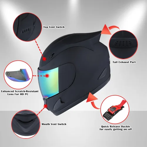 Miniatura 2 de 1Storm - Casco de cabeza completa para motocicleta, diseño de calavera mecánica HJDJ11